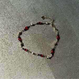 🌿Red Crystal Beads Charm Anklet - 18K Gold🌿